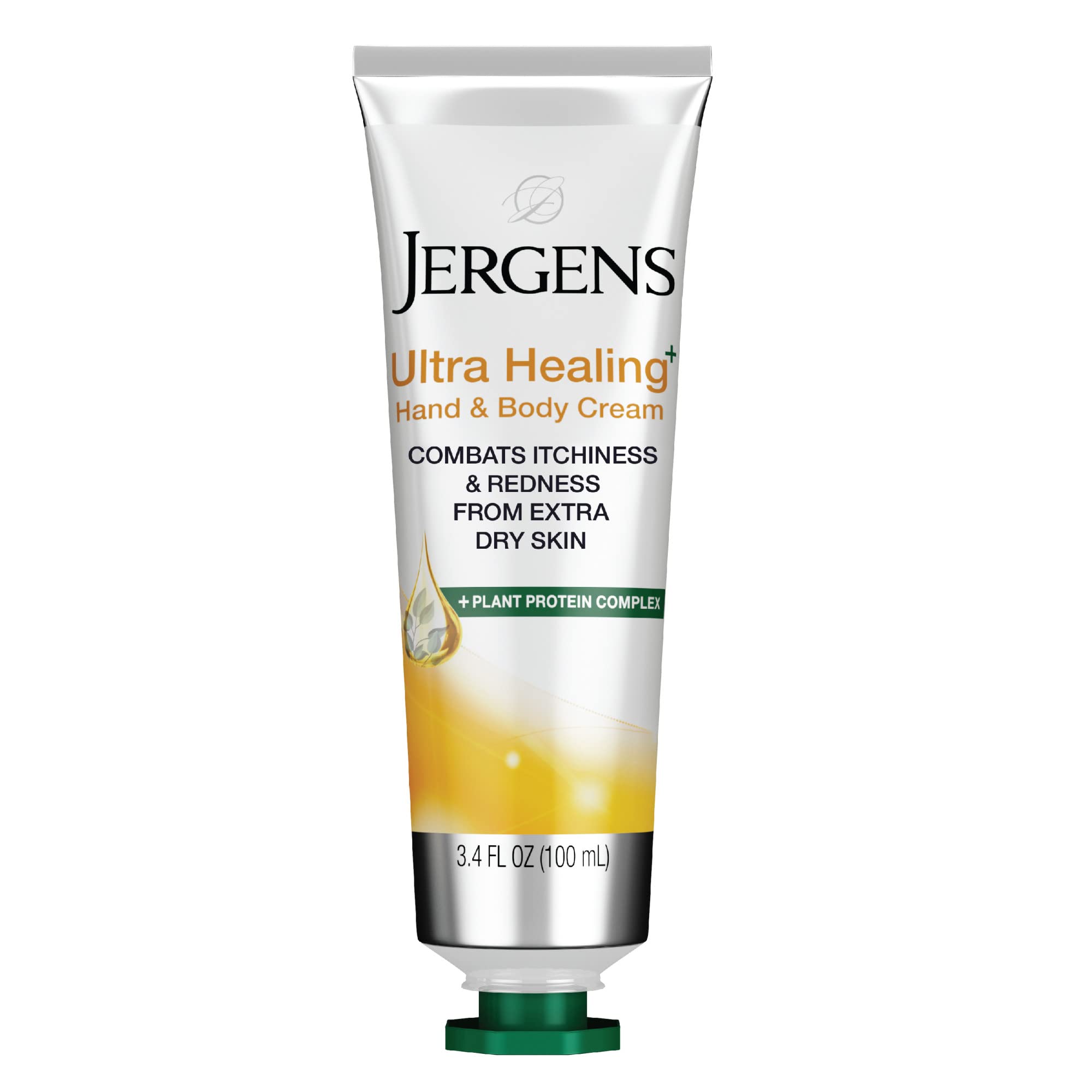 Jergens Ultra Healing Hand & Body Cream for Dry Skin, 3.4 Ounces, Formulated with Vitamins C, E & B5 plus Plant Protein Complex, for Extra Dry Skin Relief